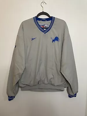 VTG DETROIT LIONS NFL PRO LINE AUTHENTIC MEN'S REEBOK PULLOVER LARGE *Read* • $43.49