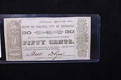 1862 50 Cent Obsolete Currency  Richmond VA Store Sale 00760 • $60