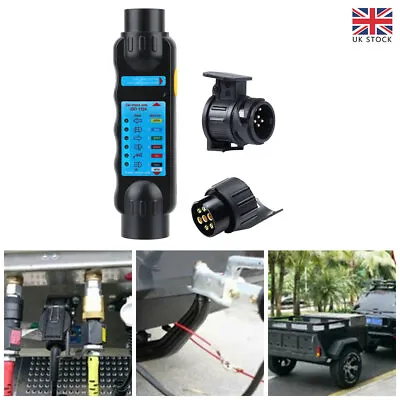 7 PIN & 13 PIN Vehicle Car Trailer Towing Light Cable Circuit Plug Socket Tester • £12.52