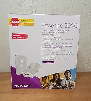 2 Pack Netgear Powerline 2000 PLP2000 Ethernet Over Power - New Open Box - Read • $49.99