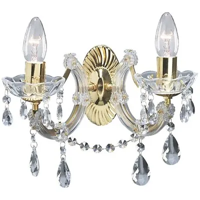 Marie Therese Glass Wall Light In Antique Brass 699-2 • £32.70