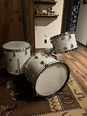 Vintage Drum Kit 1952 1953 Gretsch Broadkaster White Mother Pearl Rare • $2795