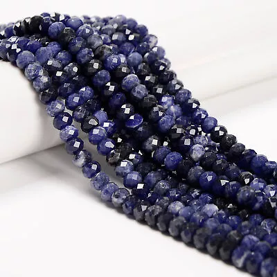 Natural Sodalite Faceted Rondelle Beads 4x6mm 5x8mm 15.5  Strand • $11.49