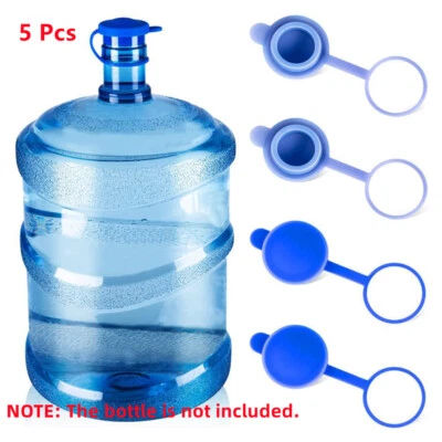 $9.99 • Buy 5Pc Silicone 5Gallon Water Jug Cap Nonspill Top Lid Cover For 55mm Water Bottles