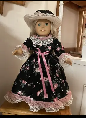 Black Floral Dress With White Hat And Matching Bow Fits  American Girl Dolls • $25