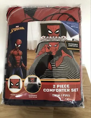 New Spider-man Marvel 2 Piece Reversible Comforter Set Twin / Full 1 Pillow Sham • $50