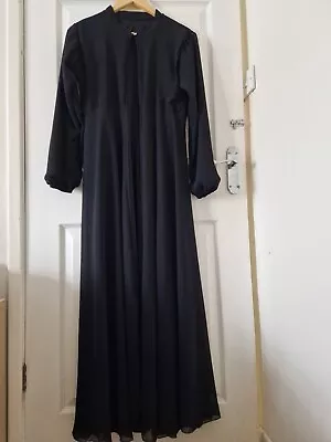 Womens Black Chiffon Abaya 54 Size 8 Islamic Burkha Kaftan Farasha Jilbab • £15