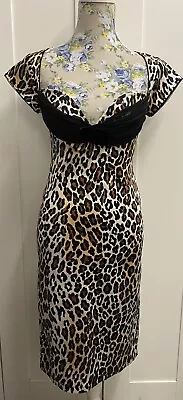 WHEELS & DOLLBABY Leopard Print Satin Wiggle Dress Size 8-10AU (12US) • $80