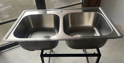 Ikea Emsen Double Bowl Sink 33x21 Stainless Steel • £94.07