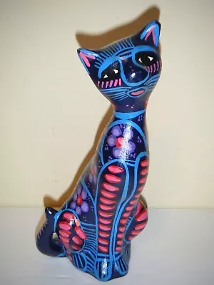 Hand Painted Clay Pottery CAT 6  Folk Art Figurine Made In Mexico • $22.49