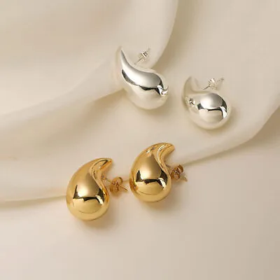 $4.64 • Buy Vintage 925 Silver Gold Teardrop Stud Drop Earrings Wedding Women Jewelry Gift