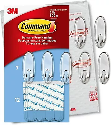 Command Medium Clear Oval Value Pack 7 Hooks And 12 Strips • $27.80