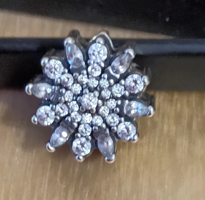 £30 • Buy ICE CRYSTAL Authentic PANDORA Silver SNOWFLAKE Winter Charm 791764CZ