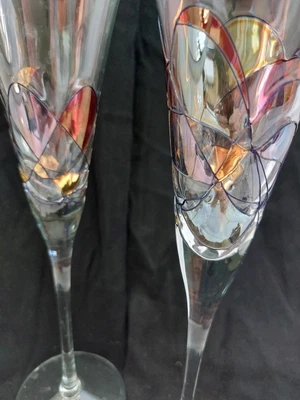 $21.95 • Buy VTG Crystal Mosaic Champagne Flutes