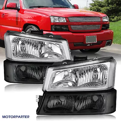 Chrome Headlights &Black Bumper Light For 2003-2006 Chevy Silverado 1500 2500 HD • $56.95