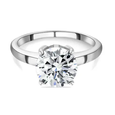 TJC 2.09ct Moissanite Solitaire Ring For Women In Platinum Over Silver • £44.99