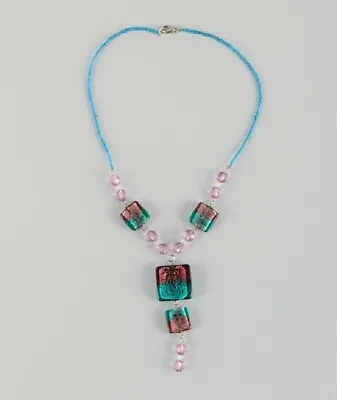 Murano Italy. Art Glass Necklace In Different Colored Glass. Approx.  1970s • $470