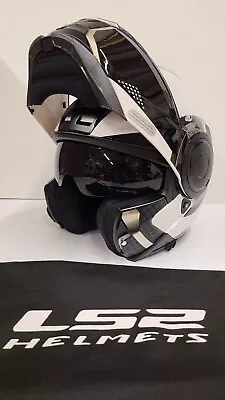 Open Box LS2 Horizon Modular Motorcycle Helmet Gloss White Size MD #157 • $120