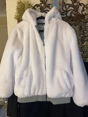 SUPRE WINTER Fluffy Fur JACKET L XL Reversible Hoodie • $41.83