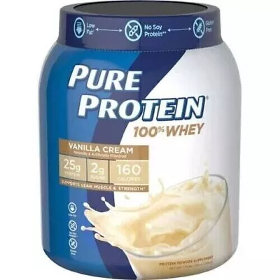 Pure Protein 100% Whey Protein Powder Vanilla Cream 25 G Protein 1.75 Lbs • $34.99