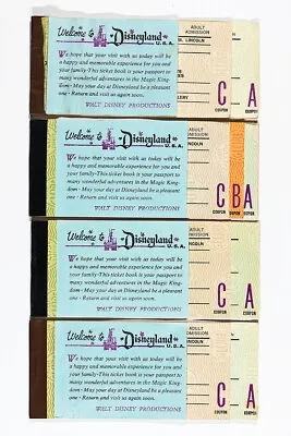 4 Vintage 1970 Disneyland Adult Ticket Books Incomplete • $45