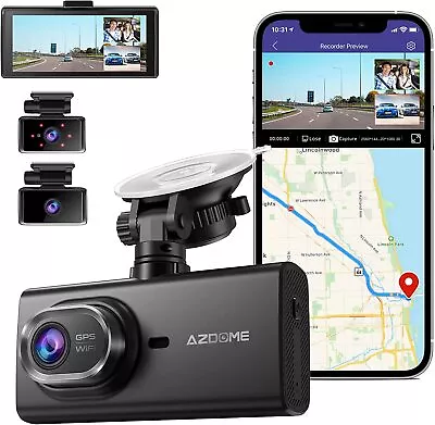 AZDOME 3 Lens Dash Cam Front And Inside Cabin Night Vision WIFI & GPS 128GB M560 • $138.99