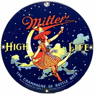 Vintage Miller High Life Beer Porcelain Sign Oil Gas Station Coors Budweiser • $116.38