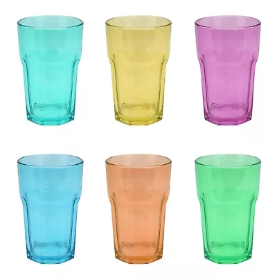 Coloured Tumblers Glasses Hiball Glass Soda Cocktail Tall Party Picnic 300ml 6x • £12.99