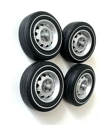 Rally Wheels & White Wall Tire Set 1/18 Scale Authentic / Auto World HTF ! • $39.99