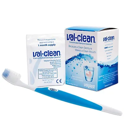 Val-Clean & Silicone Toothbrush ~ Flexible Denture Cleaner Sachets For Valplast • £39.99