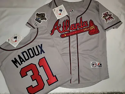 Majestic 1995 Atlanta Braves GREG MADDUX World Series Baseball JERSEY Gray • $129.99