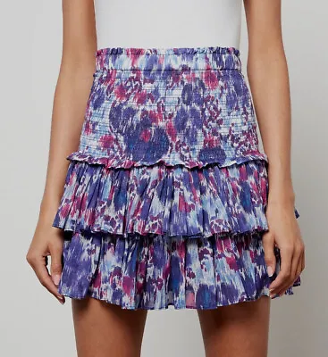 $295 Isabel Marant Étoile Women's Blue Smocked Naomi A-Line Skirt Size FR34/US2 • $94.78