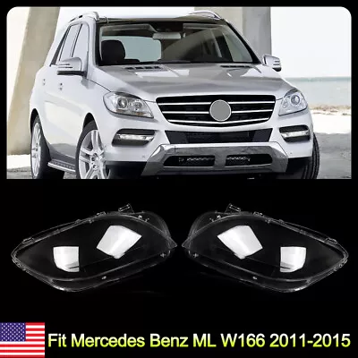 For Mercedes Benz W166 ML350 2011-15 LH RH Headlight Headlamp Lens Cover Replace • $81.99