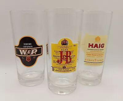 3 Vintage Whisky Tumblers 1960s W & P Haig J & B 5½  Tall  • £8