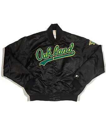 Oakland Athletics  90s Full-Snap Black Satin Vintage Varsity Jacket Men Women • $108.99