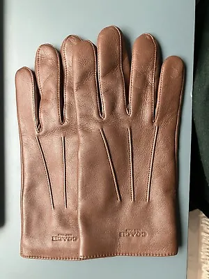 NEW Coach Dark Saddle Brown Genuine Leather Gloves W/ Merino Wool Size M $49 OBO • $39