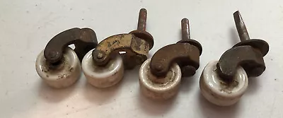 $12 • Buy Vintage Antique Set Of (4) Porcelain Wheel Casters