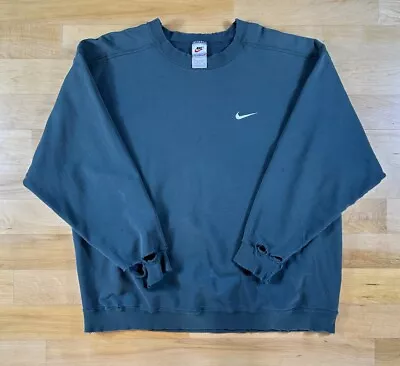 Vintage NIKE Sweatshirt Men’s XL Side Check Distressed Pullover Dark Green USA • $36