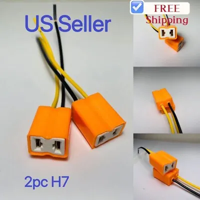 2pc H7 Female Pigtail Ceramic Headlight Fog Light Connector Plug Adapter Socket • $5.99
