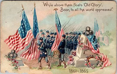 Patriotic Civil War Soldiers Cemetery Decoration Day Postcard Damage JA22 • $4.95