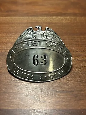Vintage 50's U. S. Post Office Letter Carrier Hat Badge Pin Back #63 Excellent • $27