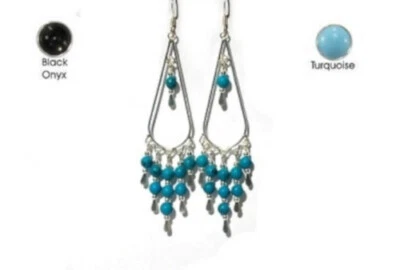 $14.99 • Buy Sterling Silver Teardrop Shape Chandelier Stones Dangle Earrings