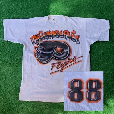 Sz XL- Vintage 90’s Philadelphia Flyers Eric Lindros Airbrush Shirt Gray NHL • $30