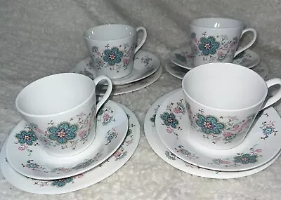 Vintage Retro 70s Queen Anne “Angelique” Pink Blue Floral Tea Set For 4 • £21.95