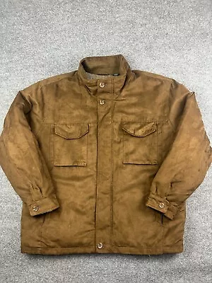 St. John's Bay Bomber Jacket Men's 2XL Brown Wool Blend Soft Suede Full Zip • $18