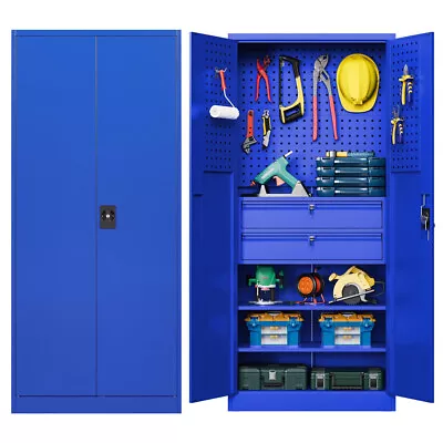 Garage Cabinet Metal Storage Cabine Lockable Steel Storage Cabinet With 2 Drawer • $389.99