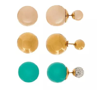 QVC Stainless Steel Set Of 3 Double Sided Stud Earrings • $39.99