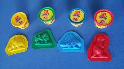 PLAY-DOH DINOSAURS RARE Set Of McDonald's 1994 Happy Meal Toys With Molds • £13