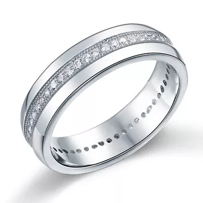 0.35Ct VVS1/D Simulated Diamond Men's Wedding Band Ring 14k White Gold Finish • $80.99
