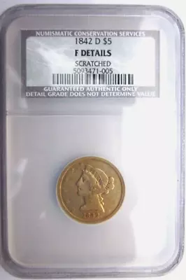 1842-d Liberty Head Half Eagle $5 Dollar Gold Coin Ngc Serv Rare Date Dahlonega • $3995